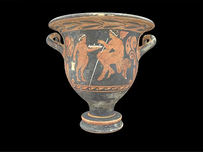 Ancient Greek Terracotta Vase With Two Handles And Figural Scenes As Decorative Household Item 3d model