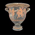 Ancient Greek Terracotta Vase With Two Handles And Figural Scenes As Decorative Household Item