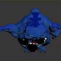 Blue Stitch with Big Ears and Pink Inner Ears Sitting and Sticking Out Tongue