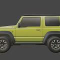 Yellow Suzuki Jimny Compact Off Road Vehicle With Front Grille Headlights And Black Wheels