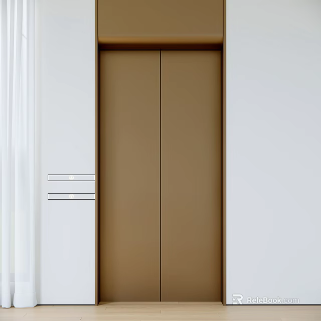 Sleek Modern Elevator Design With Brown Doors And Control Panel 3d model