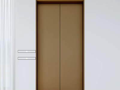 Sleek Modern Elevator Design With Brown Doors And Control Panel 3d model