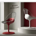 Modern Leisure Chairs Featuring Transparent Body Red And White Rounded Base Minimalist Design