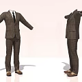 Checkered Suit Set With Matching Pants Tie And Shoes In Two Poses