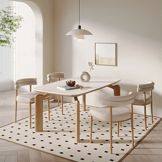 Middle Ancient Style Dining Table and Chair Cream Style Dining Table and Chair French Dining Table and Chair Dining Table and Chair Carpet Chandelier 3d model