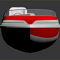 Red And White Speedboat With Sleek Design Driver Seat And Motor