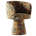 Beige Accent Chair With Tiger Pattern Upholstered Decorative Design And Armrests