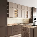Modern Kitchen Interior With Island Countertop Sink Cabinets And Built In Oven