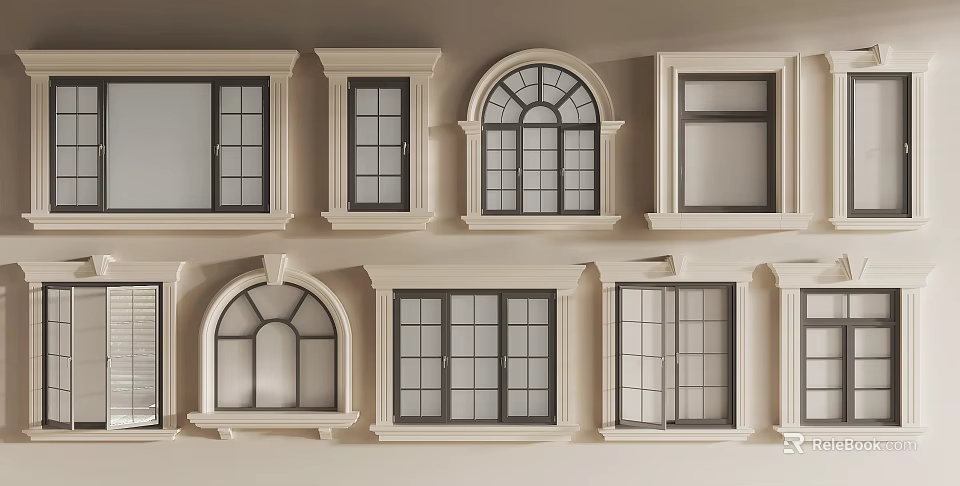 Casement Windows Various Design Styles for Home Interior and Architecture 3d model 