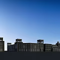 Traditional Style Commercial Complex With Arched Windows And Tower Structures In Open Square 3d model