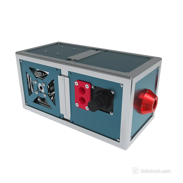 Mechanical Equipment With Blue Body Silver Metal Frame Red Component And Structural Holes 3d model 