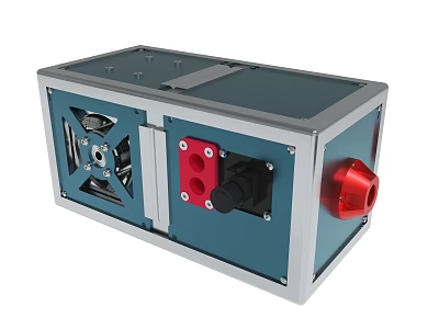 Mechanical Equipment With Blue Body Silver Metal Frame Red Component And Structural Holes 3d model