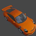 Orange Porsche Style Sports Car With Aerodynamic Design And Large Rear Spoiler