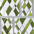 Decorative Green Plant Wall Design With Geometric Diamond Pattern And Metal Frame 3d model