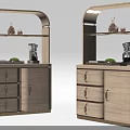 Elegant Modern Wooden Bar Counter With Drawers Shelves And Decorative Items