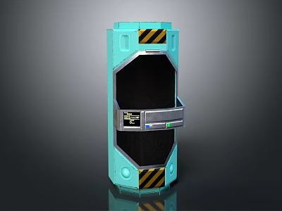 Turquoise Industrial Equipment Featuring Black Panel Silver Accents And Warning Stripes 3d model