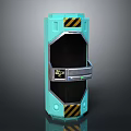 Turquoise Industrial Equipment Featuring Black Panel Silver Accents And Warning Stripes