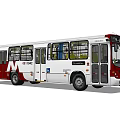 White and Red Bus Exterior with Multiple Windows Modern Body Design and Side Doors