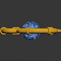 Ornate Scepter With Golden Curved Top White Shaft And Decorative Base