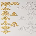Decorative Carvings Collection With Golden And White Floral Scroll Patterns For Furniture And Wall Decor