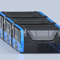 Modern Blue and Black Articulated Bus With Transparent Windows And Sleek Exterior Design