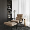 Modern recliner chair side table combination 3d model