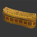 Vibrant Yellow Decorative Cushion With Intricate Red Black Geometric Woven Patterns
