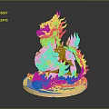 Copper Qilin Sculpture With Intricate Carvings On Circular Base Decorative Ornament