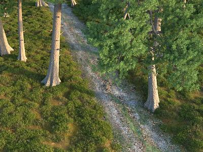 Forest Trains Grassland Lawn Pine Trees Game Tweet Terrain Ornaments Props 3d model