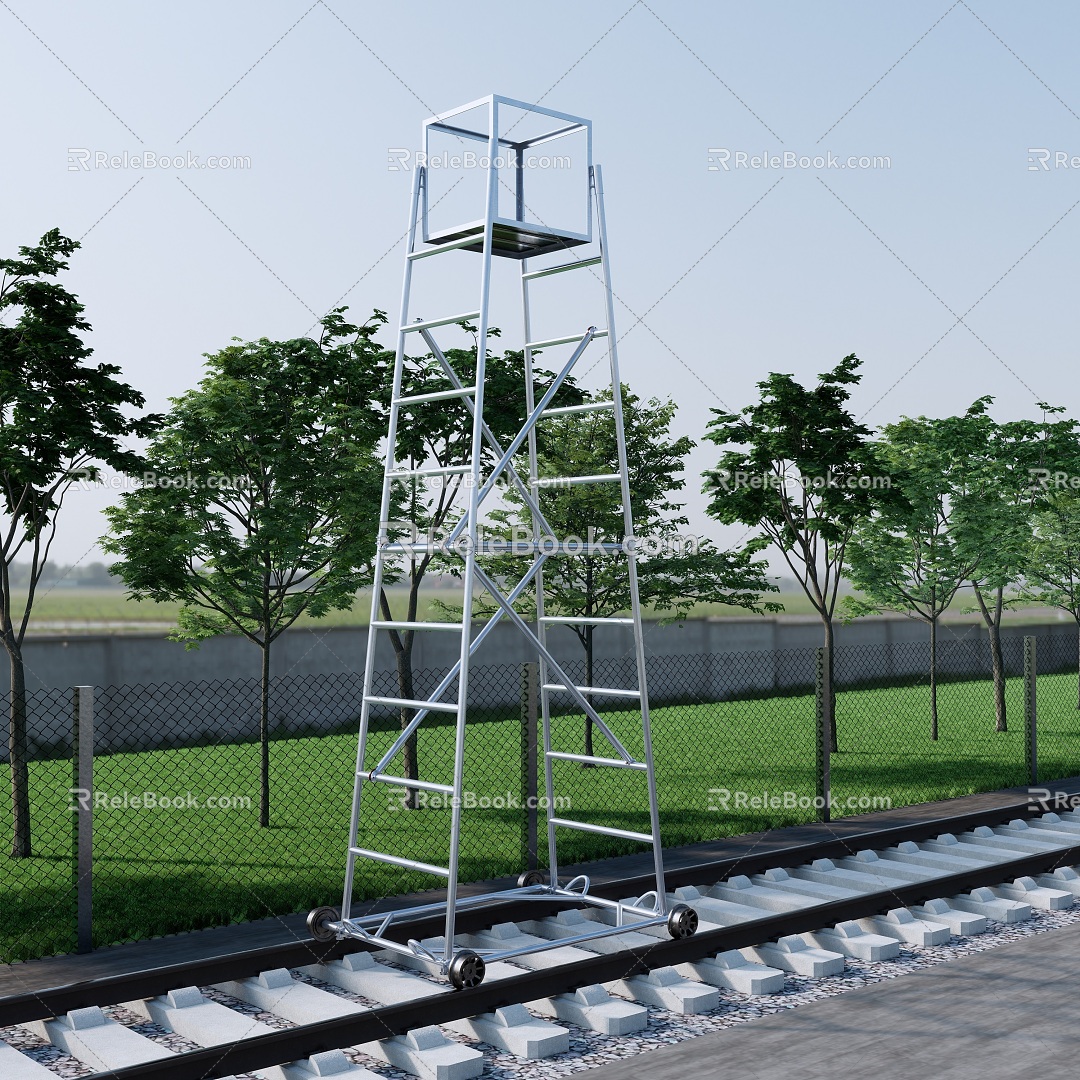 Modern Insulated Ladder Car Railway Inspection and Maintenance Tools Railway Catenary Maintenance Car Emergency Repair Track Ladder Car 3d model