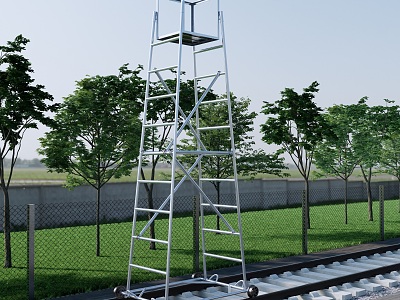 Modern Insulated Ladder Car Railway Inspection and Maintenance Tools Railway Catenary Maintenance Car Emergency Repair Track Ladder Car 3d model