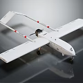 White Fixed Wing Drone With Propeller Landing Gear And Red Markers 3d model