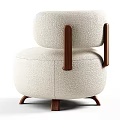 Modern Cream Colored Accent Chair With Textured Fabric And Wooden Legs
