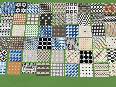 Assorted Floor Tile Pattern Samples With Various Geometric And Striped Designs 3d model