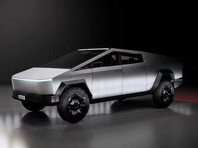 Silver Modern Pickup Truck With Futuristic Design Sleek Body And Large Wheels 3d model