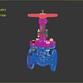 Industrial Gate Valve with Blue Handle Silver Body and Flange Connections for Pipeline Systems