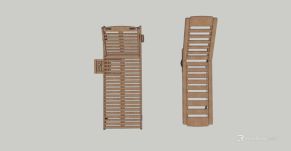 Wooden Lounge Chair With Folding Backrest And Armrest Structure Design 3d model 