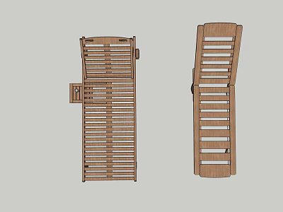 Wooden Lounge Chair With Folding Backrest And Armrest Structure Design 3d model