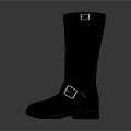 Comfortable Black Leather Tall Boots Featuring Strap And Buckle Details For Daily Use