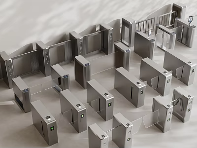 Modern Metal Turnstiles As Public Facilities For Efficient Access Control In Transport Hubs 3d model