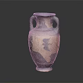 Ancient Greek Two Handled Amphora With Black Figure Characters And Bird Motifs On Dark Background
