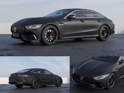 Black Mercedes AMG Sporty Coupe Car with Sleek Body Lines and Red Brake Calipers 3d model