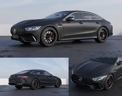 Black Mercedes AMG Sporty Coupe Car with Sleek Body Lines and Red Brake Calipers 3d model