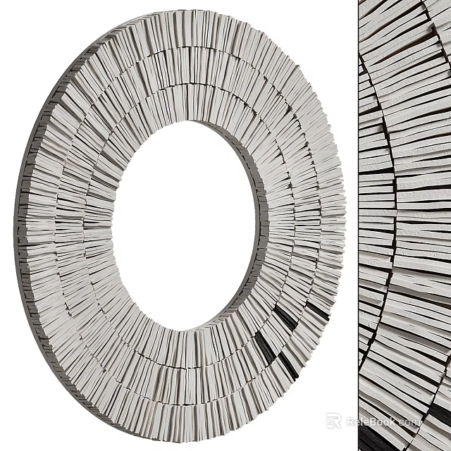 Circular Modern Wall Decor with Radiating Slatted Strips Design for Contemporary Interior Spaces 3d model 