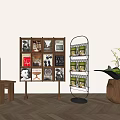 Modern Wooden Shelving Unit With Books And Metal Magazine Rack In Interior