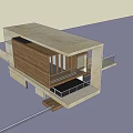 Modern Detached House With Wooden Panels Large Glass Windows And Stone Facade