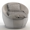 Red Plaid Single Sofa With Gray And White Geometric Pattern Cushions