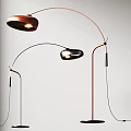 Modern Arched Floor Lamp With Copper Round Shade And Black Base 3d model