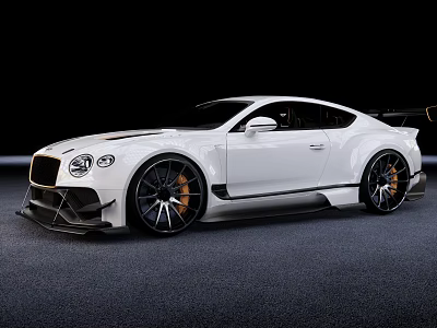 White Sports Car With Aerodynamic Design Aggressive Body Kit And Black Alloy Wheels 3d model