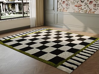 Modern Square Carpet Children's Plush Carpet 3d model